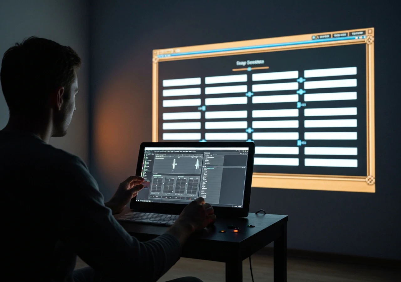 Loop-ready game music timeline with repeating retro blocks