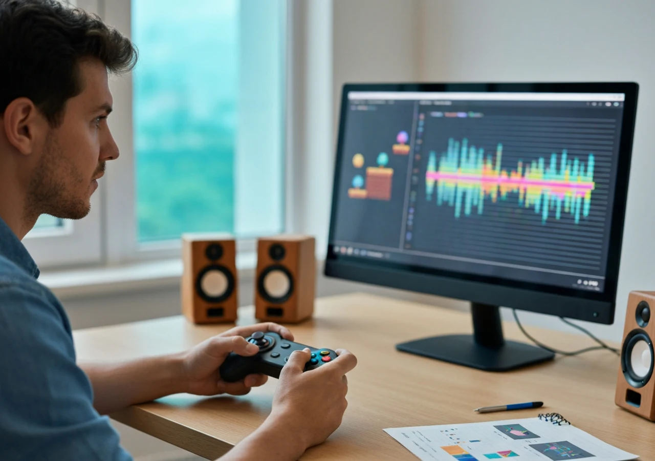 Indie developer testing a pixel platformer with a retro music timeline