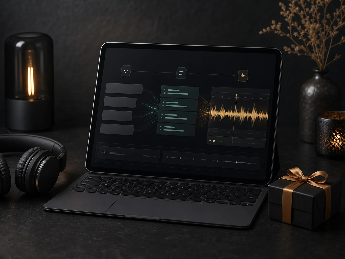 Birthday song prompt developing into structured editable lyrics and a music track
