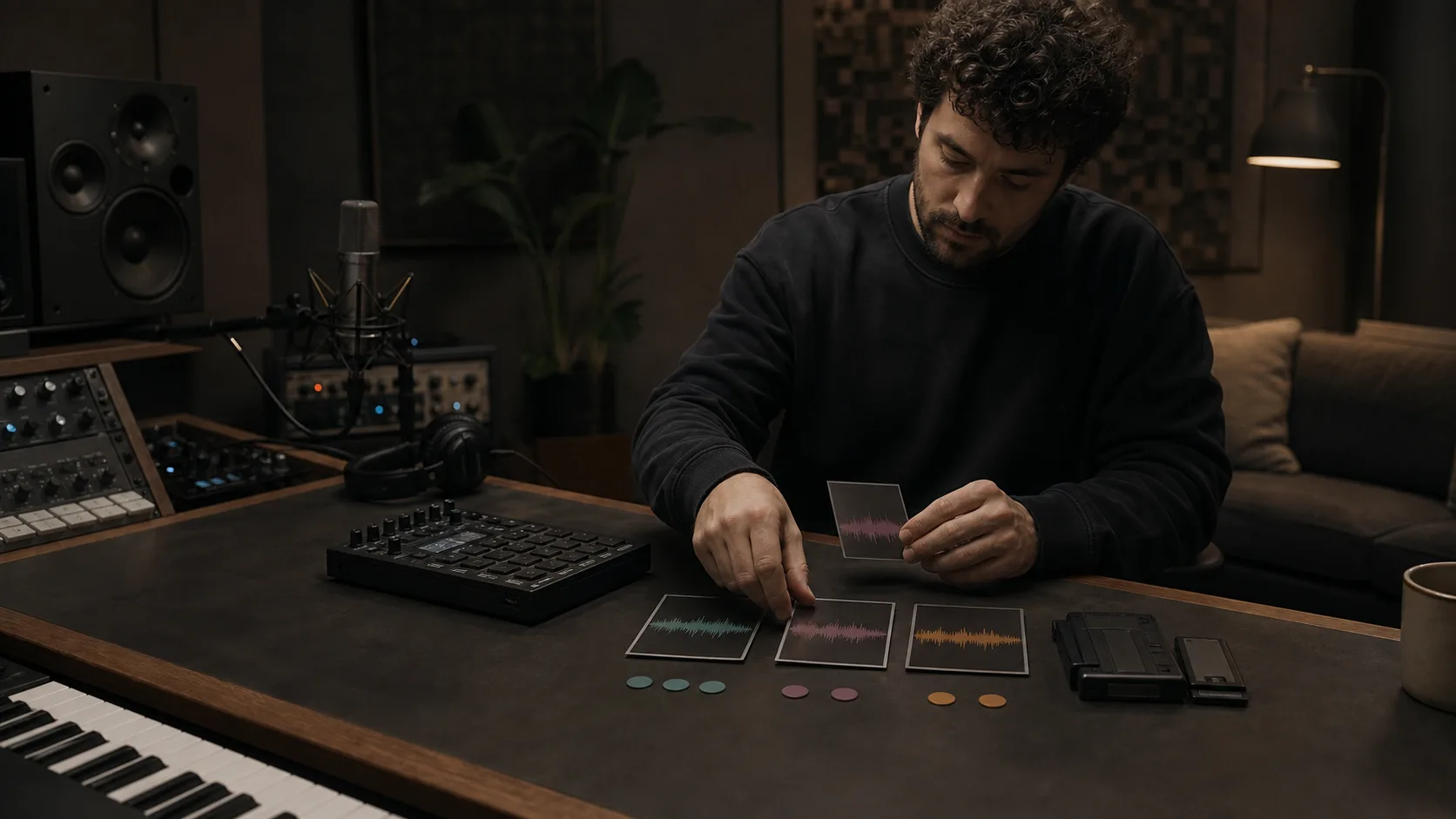 Productor combinando una voz y samples por tonalidad musical